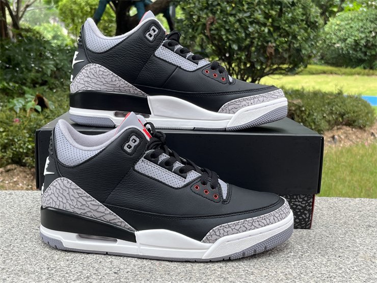 Men's and Women's Air Jordan 3 Black Cement 2024