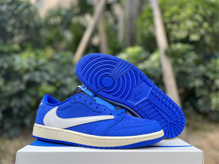 Travis Scott x Fragment Design x Air Jordan 1 Low Blue Men's 4