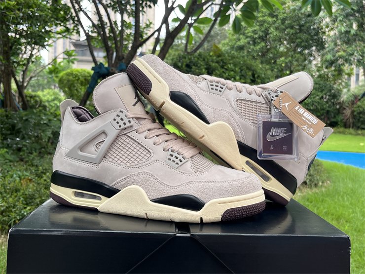 Womens and Mens A Ma Maniere x Air Jordan 4 Fossil Stone 1